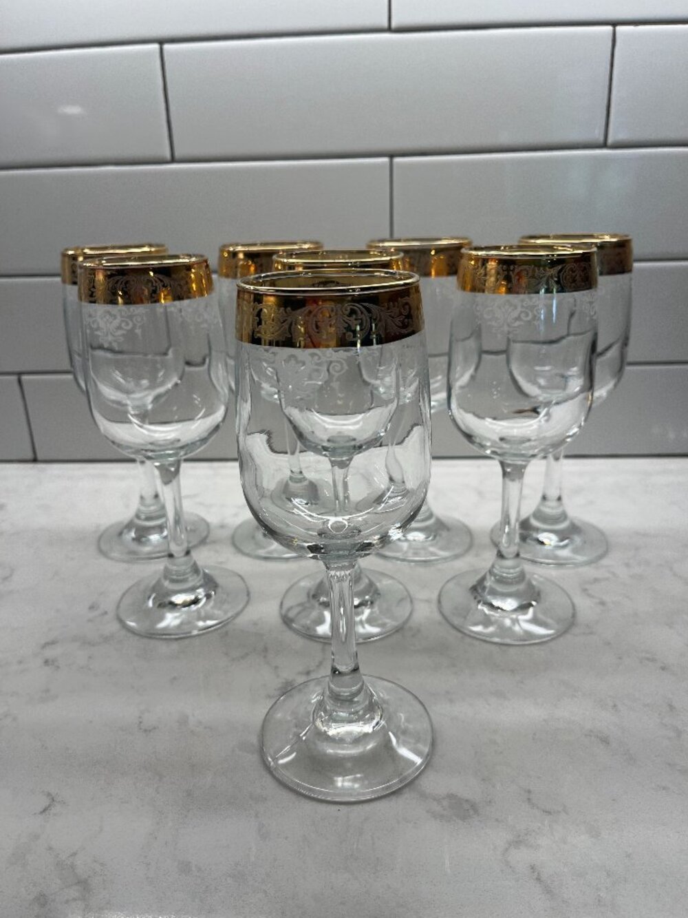 8) Vintage Cellini Italian Wine Glasses